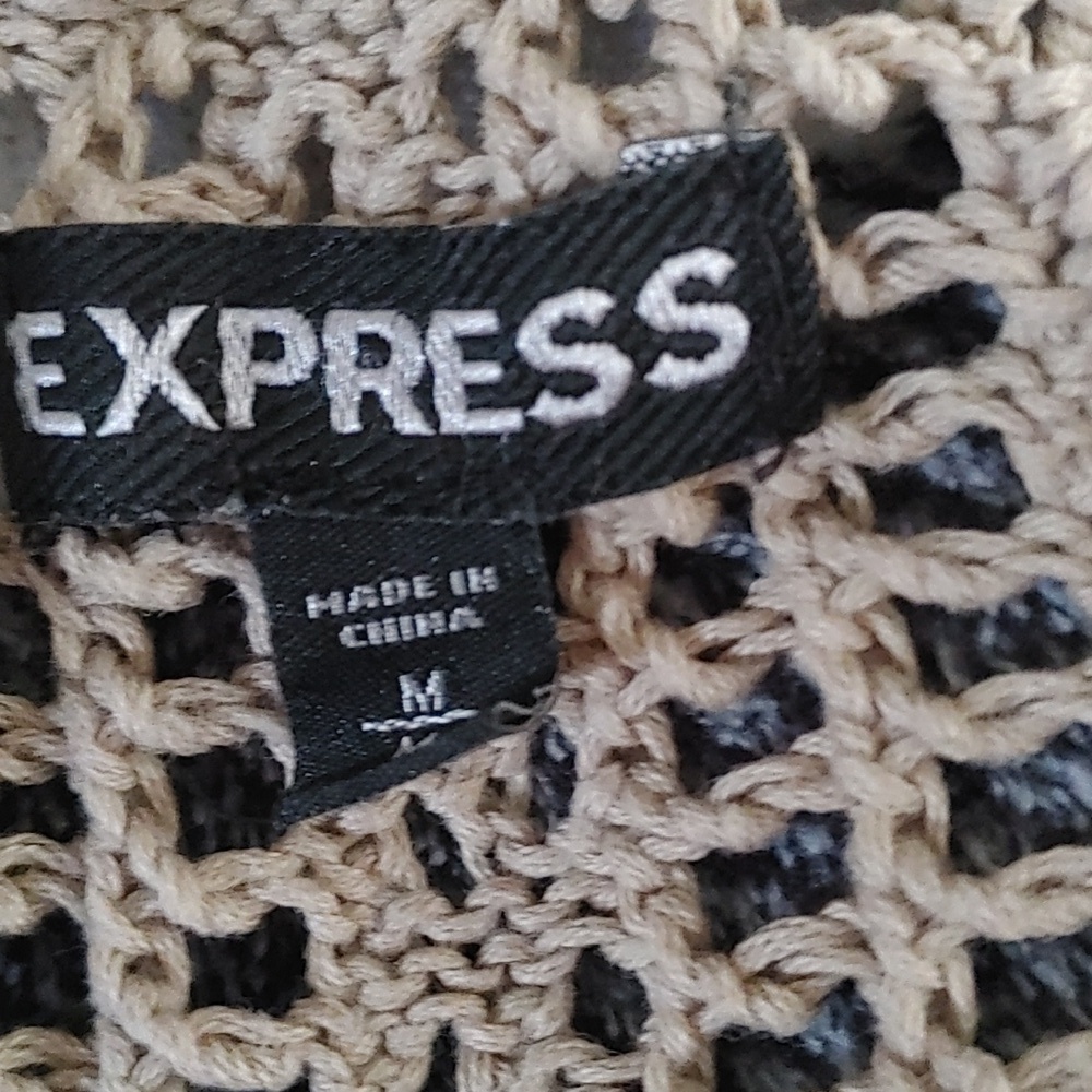 Vintage Express Tan Crochet Camisole Top Swim top cover up Size Medium - Picture 2 of 4